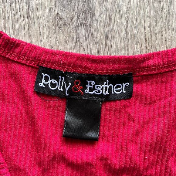 Polly & esther Women's Red Crop-top blouse size medium - Picture 2 of 4